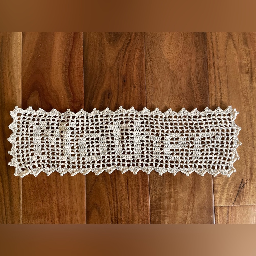 VTG Handmade Crochet MOTHER Filet Doily Ecru MINT Mother’s Day Gift